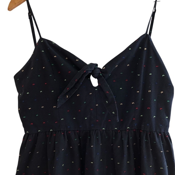 Francesca’s | Embroidered Polka Dot Midi Dress with Front Tie - Picture 5 of 10